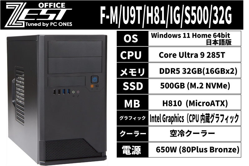 F-M/U9T/H81/IG/S500/32G（省電力CPU搭載モデル）