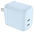FUSB-ACG452CBL PD対応 GaN搭載Type-Cx2ポート AC充電器45W スターシーブルー