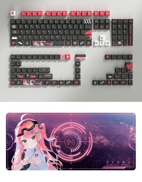 HYTE Sakura Miko Keycap + Mouse Pad Black ※ホロライブ所属「さくらみこ」限定コラボレーションモデル 5月15日正午（12：00）予約開始。2026年秋 出荷予定 ※この商品の支払い方法は「銀行振込」のみとさせて頂きます。