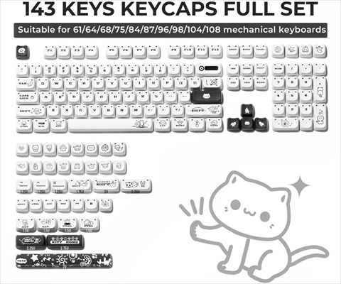 XVX White Striped Cat 143keys キーキャップ