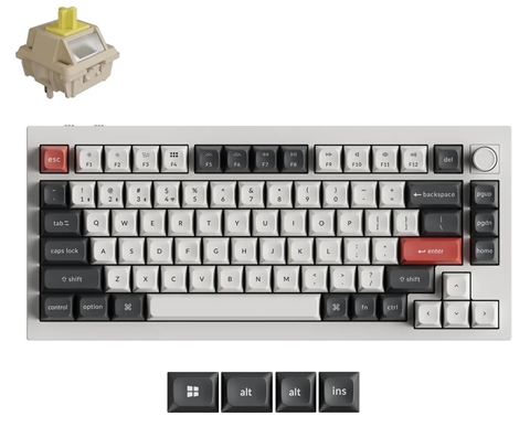 Q1U-P4-US Keychron Q1 Ultra 8K ワイヤレスカスタムメカニカルキーボード - RGB - US配列 - ホワイト / Keychron Silk POMスイッチ（ホットスワップ）バナナ軸