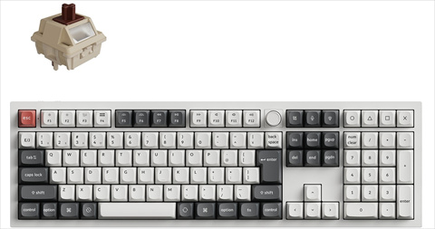 Q6U-P3V-JIS Keychron Q6 Ultra 8K ワイヤレスカスタムメカニカルキーボード - RGB - JIS配列（テンキー付 / 100%フルサイズ）- ホワイト / Keychron Silk POMスイッチ（ホットスワップ）茶軸