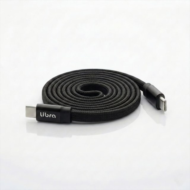 LBR-PDMFS1mBK Libra 60WマグフラットスパイラルPDケーブル 1m ブラック ☆6個まで￥250クリックポスト対応可能！
