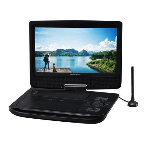 GH-PDV10PT-BK テレビもDVDも楽しめる！10.1型液晶搭載ポータブルDVDプレーヤー