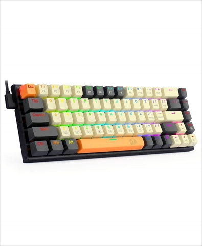 K633CGO-RGBTI 65%赤軸コンパクトメカニカルキーボード 68キー英語配列 クリーム&グレー&オレンジ
