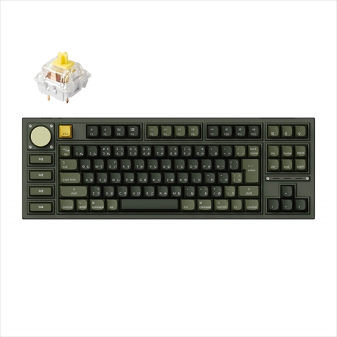 Q3P-W4-JIS Keychron Q3 Pro 特別版 QMK/VIA ワイヤレス カスタム・メカニカルキーボード　ノブバージョン - RGB - JIS配列（テンキーレス）- 組み立て済み / オリーブグリーン / Keychron K Pro スイッチ（ホットスワップ）バナナ軸 在庫限定シークレット大特価！