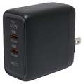 IPA-C08/BK ブラック USB PD対応（65W） USB-ACアダプタ 2ポートタイプ